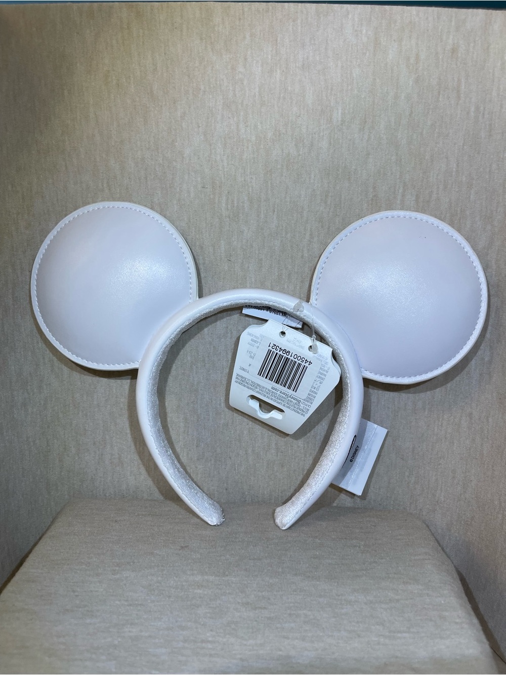 Disney White Pleather Mickey Mouse Ear Headband